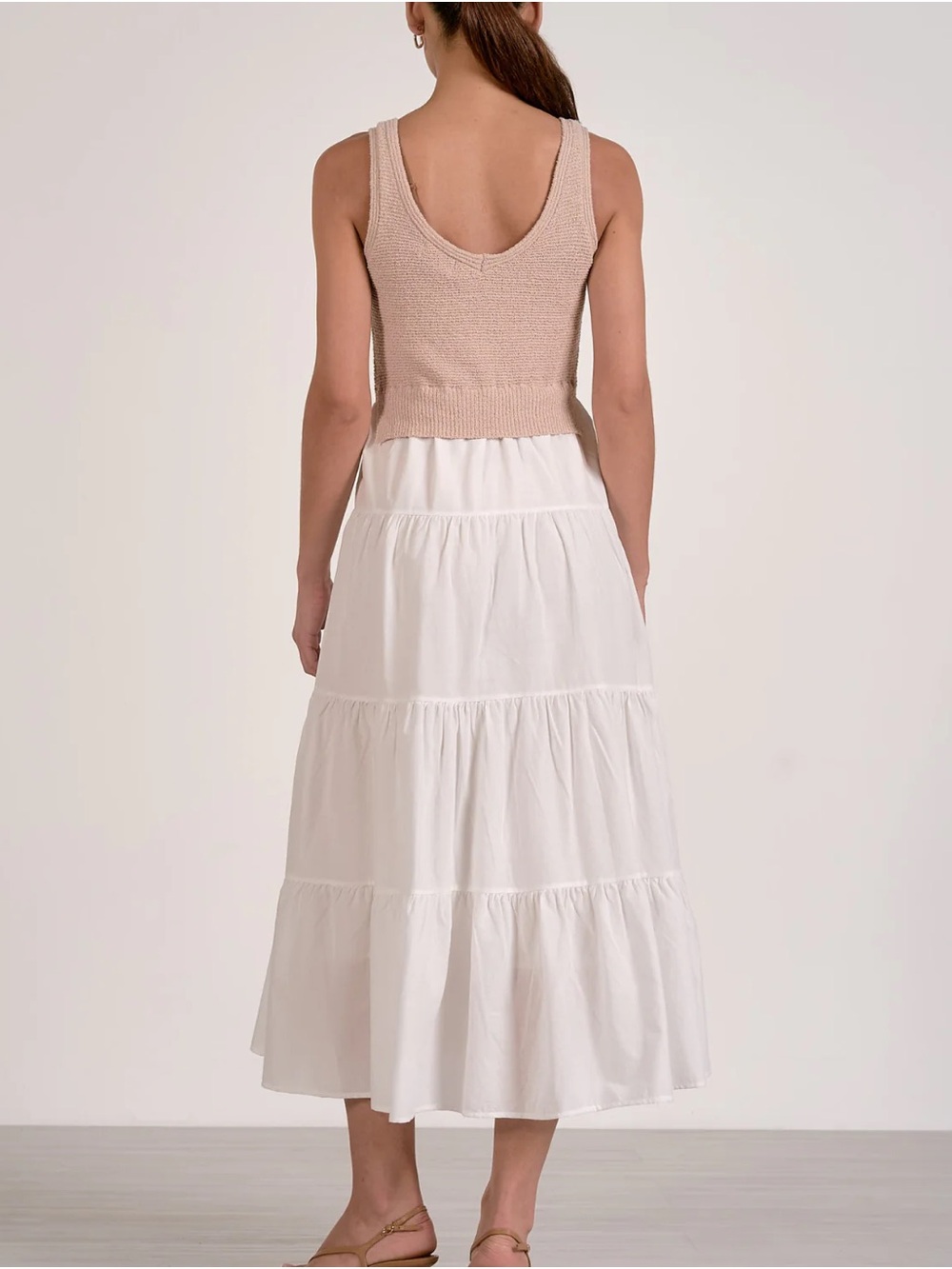 Elan White Tiered Midi Skirt - Picture 2 of 3